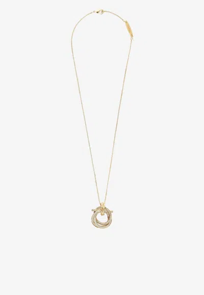 Ferragamo Interwoven Gancini Crystal Chain Necklace In Gold