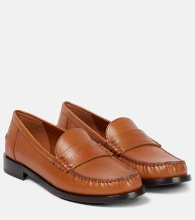 Ferragamo Irina Leather Loafers In Tan