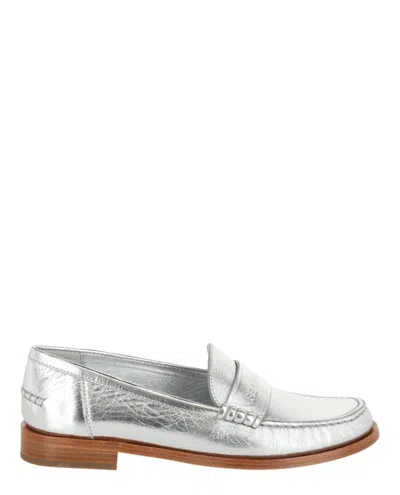 Ferragamo Irina Metallic Loafers In Silver
