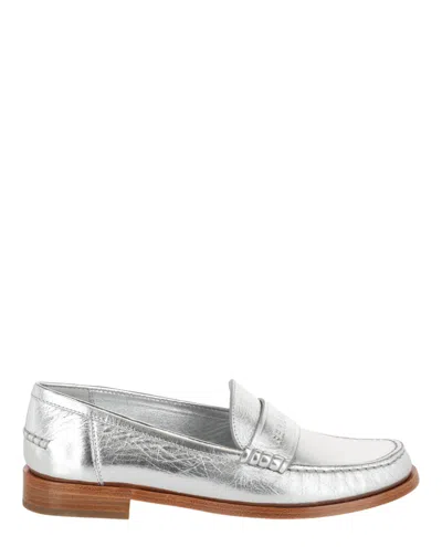 Ferragamo Irina Metallic Loafers In Silver