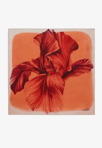Ferragamo Iris Print Silk Scarf In Multicolor