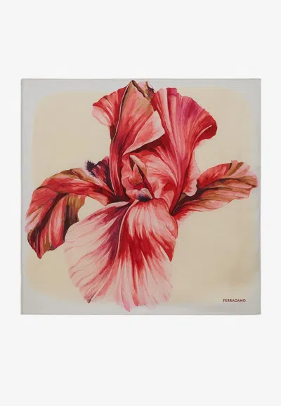 Ferragamo Iris Print Silk Scarf In Multicolor