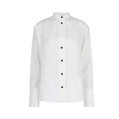 Pre-owned Ferragamo Irregular Pleat Blouse 'white' | Women's Size 38