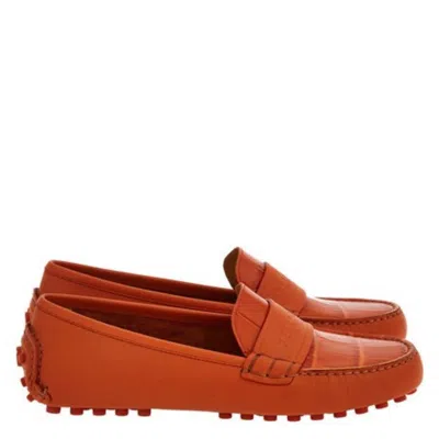 Ferragamo Iside Driver Moccasins With Logo In Orange