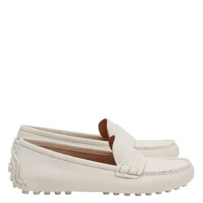Ferragamo Iside Driver Moccasins With Logo In White