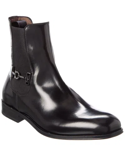 Ferragamo Buckled Chelsea Boots In Black
