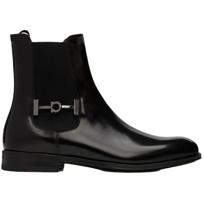 Ferragamo Buckled Chelsea Boots In Black