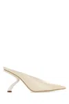Ferragamo Leather Itaca Mules Pointed Toe Heel In Neutral