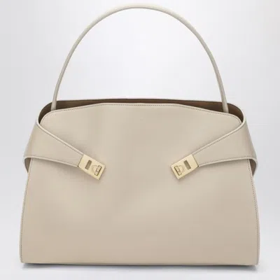 Ferragamo Ivory And Ochre Leather Hug Soft M Handbag Women In Neutral