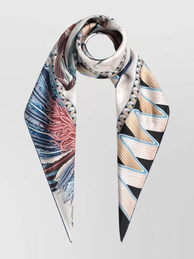 Ferragamo Ivory Blue Silk Scarf Giada Print Salvatore In Multi