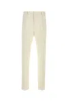 Ferragamo Beige Flat Front Pants In Neutral