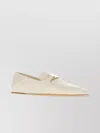Ferragamo Ivory Leather Loafers With Gold-tone Hardware In Neutrals