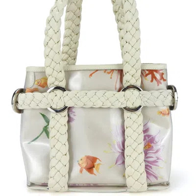 Pre-owned Ferragamo Ivory Satin Vinyl Leather Handbag () In Multi