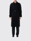 Ferragamo Long Belted Coat Side Pockets In Black