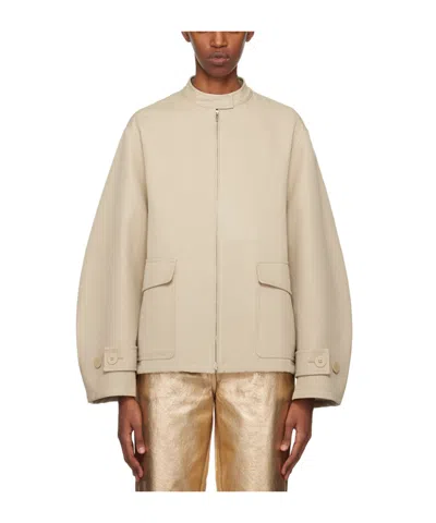 Ferragamo Jacket With A Stand-neck Zipper In Gray