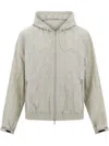 Ferragamo Zip-up Windbreaker Hooded Jacket In Gray