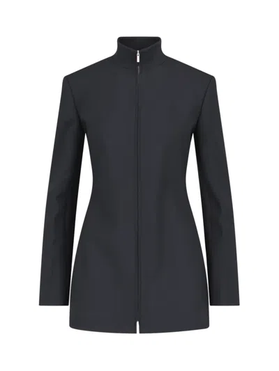 Ferragamo Woman Fitted Zip Jacket In Black