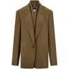 Ferragamo Khaki Single Breasted Blazer In Green