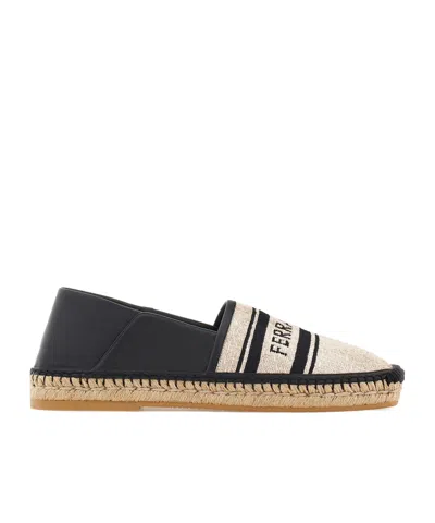 Ferragamo Jacquard Canvas Casual Shoes In Black
