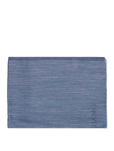Ferragamo Jacquard Cashmere Blend Scarf In Blue