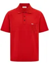 Ferragamo V-neck Polo With Jacquard Pocket Detail In Red
