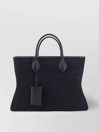 Ferragamo Large Calfskin Tote Bag In Black