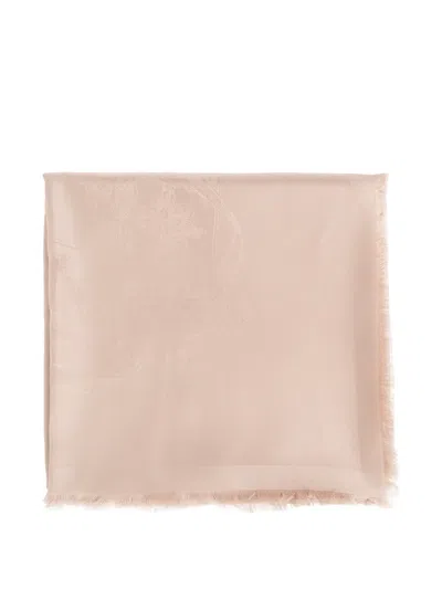 Ferragamo Jacquard Frayed-edge Scarf In Pink