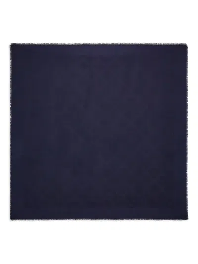 Ferragamo Jacquard Fringed Gancini Scarf In Blue