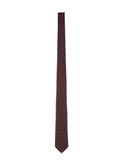 Ferragamo Jacquard "gancini" Tie In Burgundy