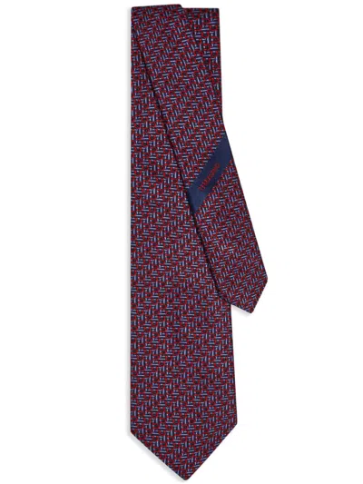 Ferragamo Jacquard-gancini Tie In Blue