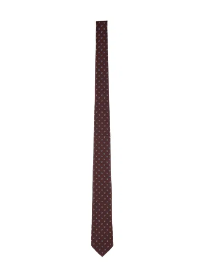 Ferragamo Slim Patterned Neckwear Collection For Men In Brown