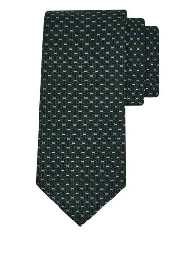 Ferragamo Jacquard Gancini Tie In Green