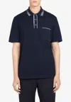 Ferragamo Jacquard Logo Short-sleeved Polo T-shirt In Navy