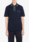 Ferragamo Jacquard Logo Short-sleeved Polo T-shirt In Navy