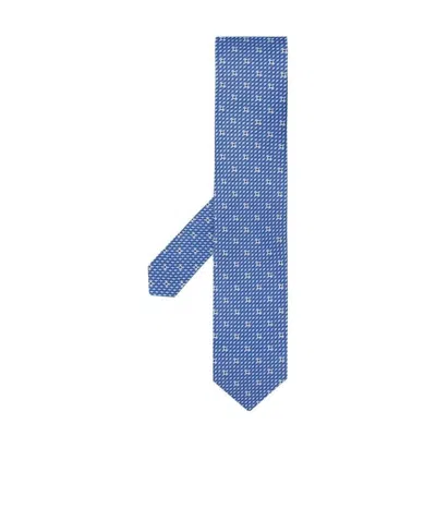 Ferragamo Jacquard Logo Tie In Blue