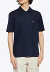 Ferragamo V-neck Polo With Jacquard Pocket Detail In Blue
