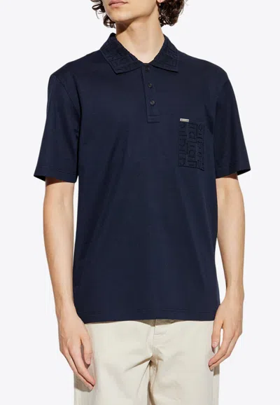 Ferragamo Jacquard Monogram Polo T-shirt In Blue
