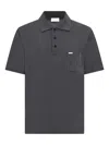 Ferragamo V-neck Polo With Jacquard Pocket Detail In Gray