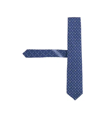 Ferragamo Jacquard Pointed Tip Tie In Yellow