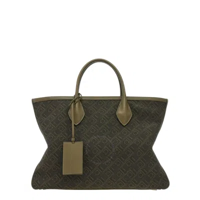 Ferragamo Jacquard-print Tote Bag In Green