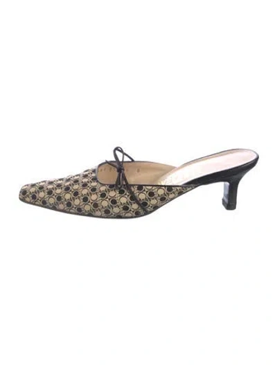 Pre-owned Ferragamo Jacquard Printed Mules In Black