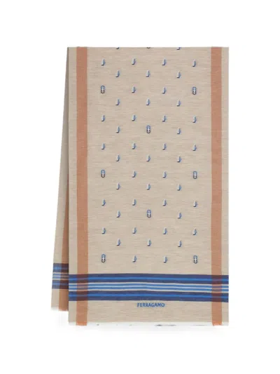 Ferragamo Jacquard Scarf In Neutral