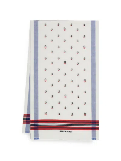 Ferragamo Jacquard Scarf In White