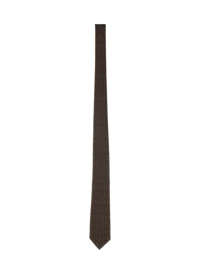 Ferragamo Jacquard Tie In Brown