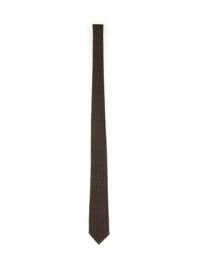 Ferragamo Jacquard Tie In Brown