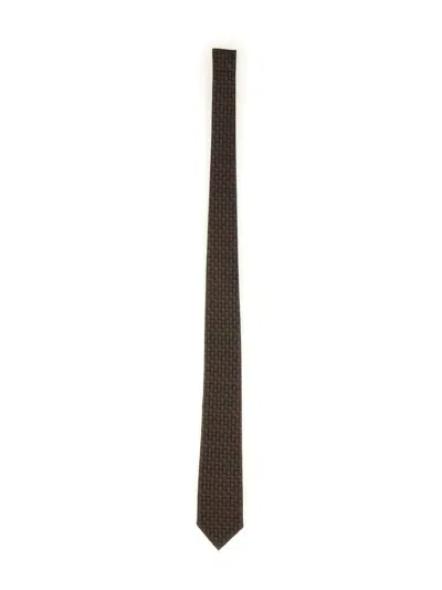Ferragamo Jacquard Tie In Brown