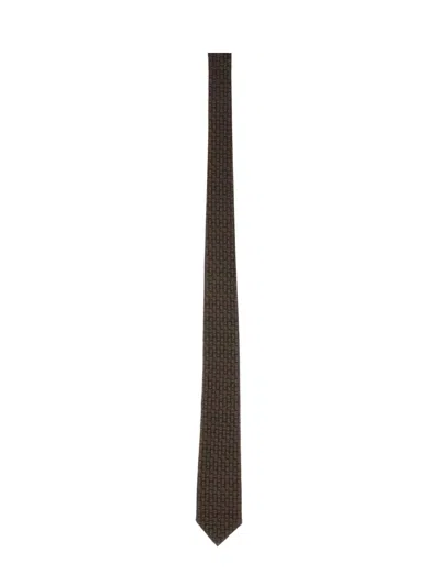 Ferragamo Jacquard Tie In Brown
