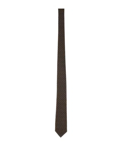 Ferragamo Jacquard Tie In Brown