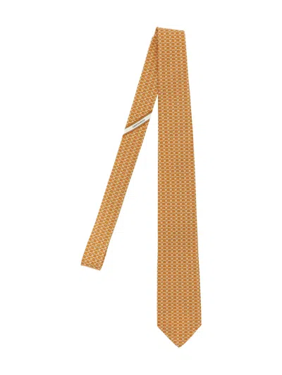 Ferragamo Jacquard Tie In Brown