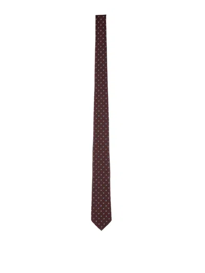 Ferragamo Slim Patterned Neckwear Collection For Men In Brown
